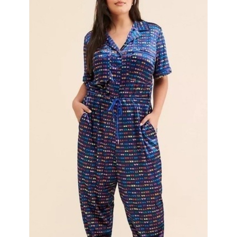 Anthropologie x Rachel Antonoff Jewel Velour Jumpsuit One Piece Sz Large